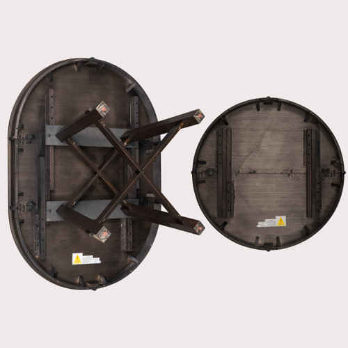 Gracie Oaks Expandable Round Farmhouse Dining Table With 16" Leaf